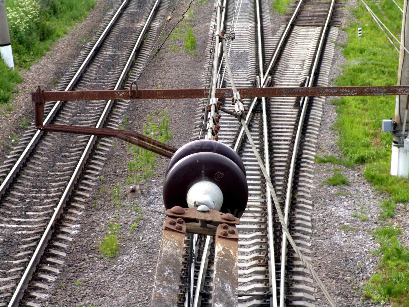 Railway Rolling Stock with Metal Wheels on Track photo