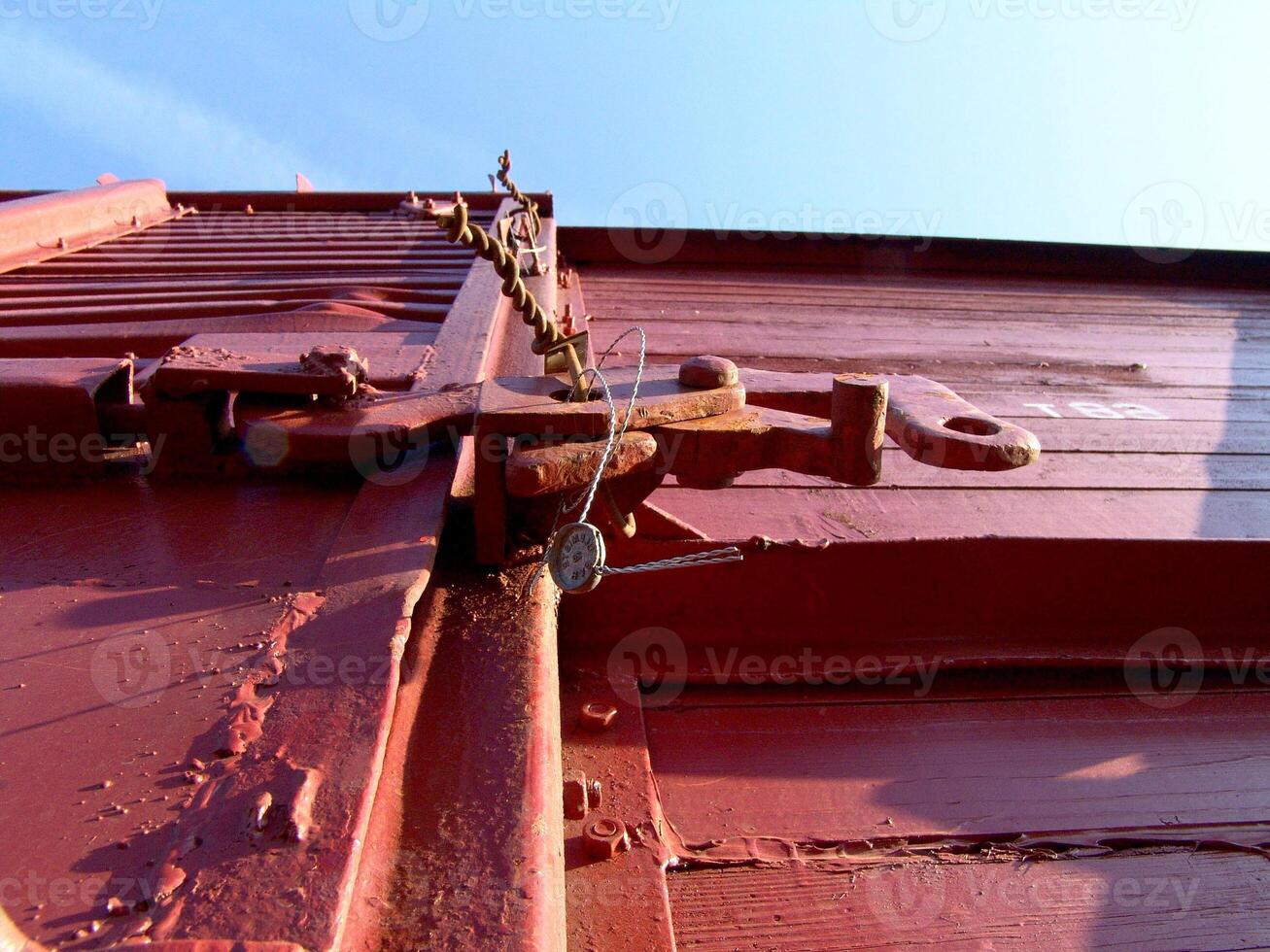 Urban Landscape with Sky, Street Light, Wood Wall, and Gas Roof photo