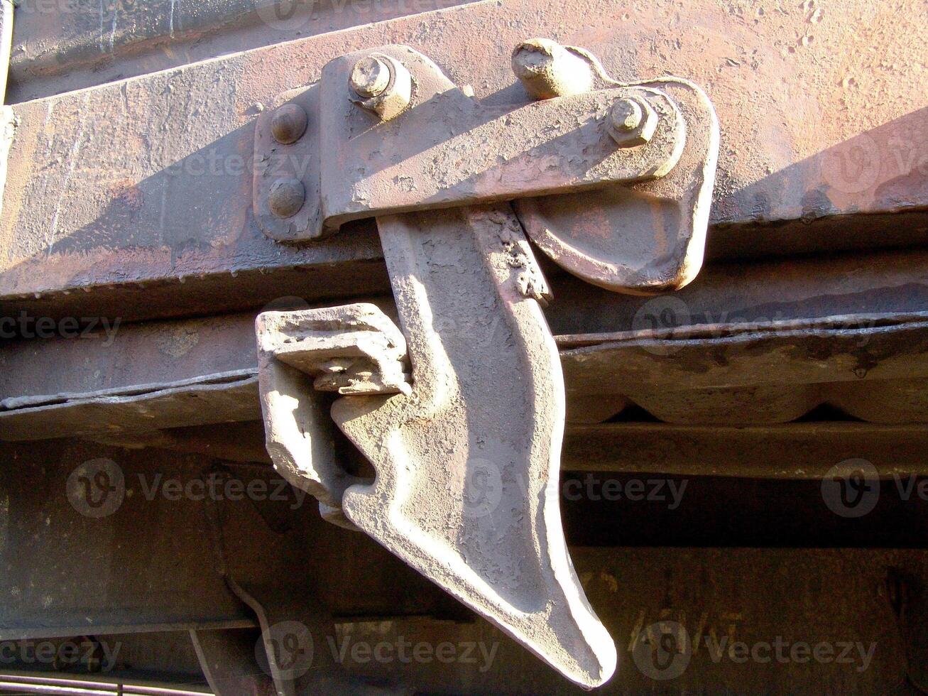 Wood and Metal Door with Automotive Elements Close-Up photo