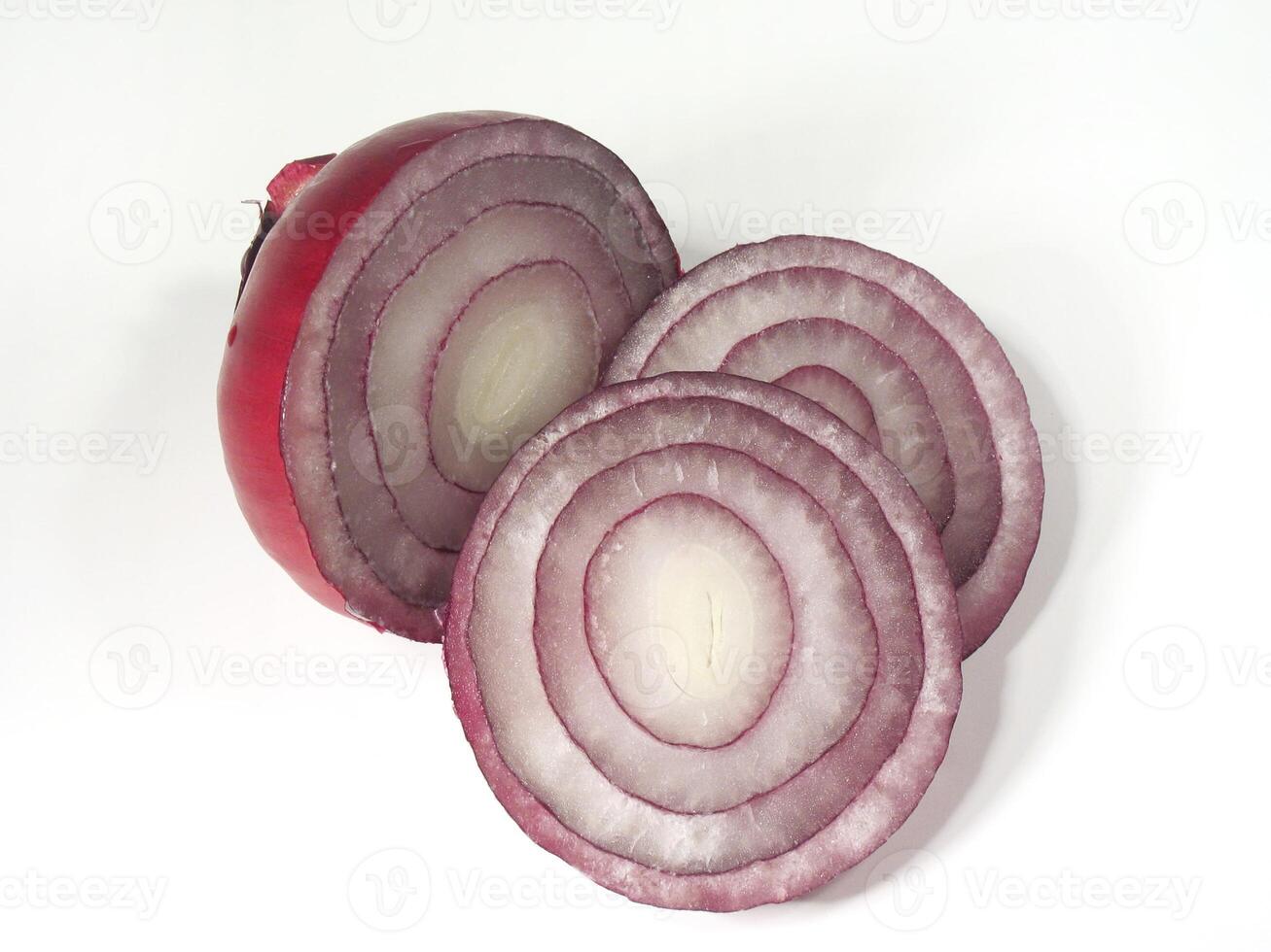 Sliced Red Onion on White Background photo