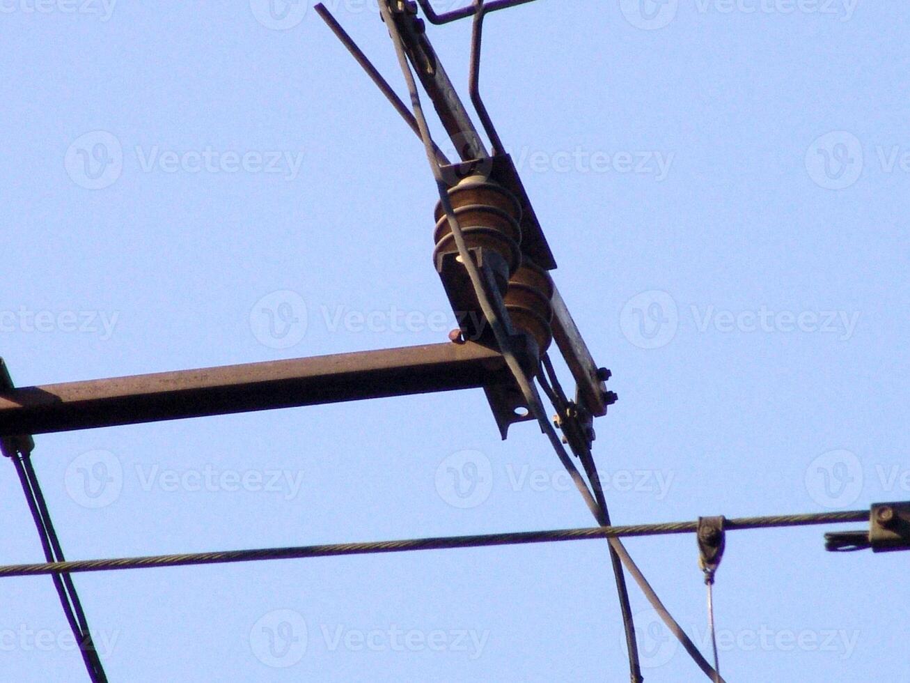 Overhead Power Lines Against the Sky photo