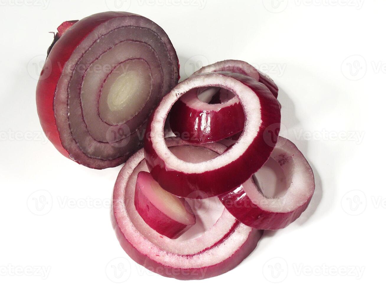Sliced Red Onion on White Background photo