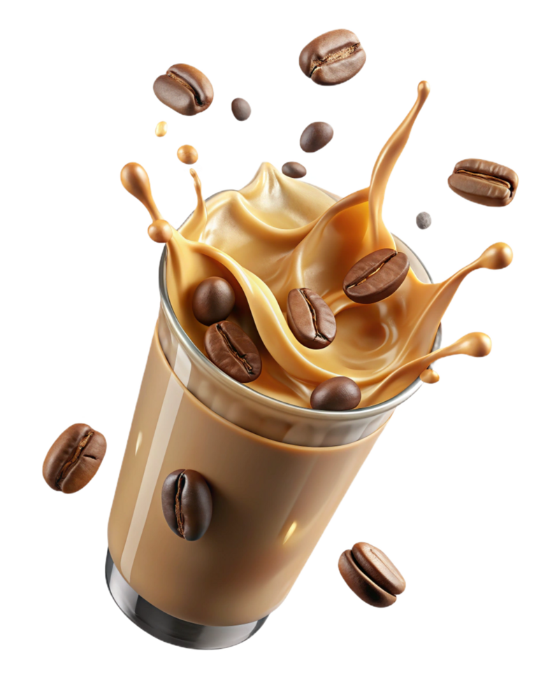 Dynamic Splash of Coffee in Clear Glass png
