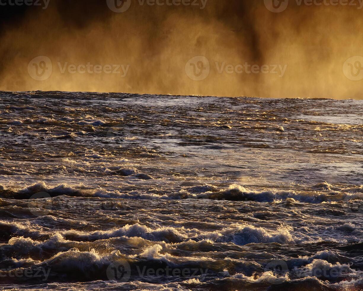 Serene Coastal Sunset. A Dusk View of Atmospheric Wonder Over Water photo