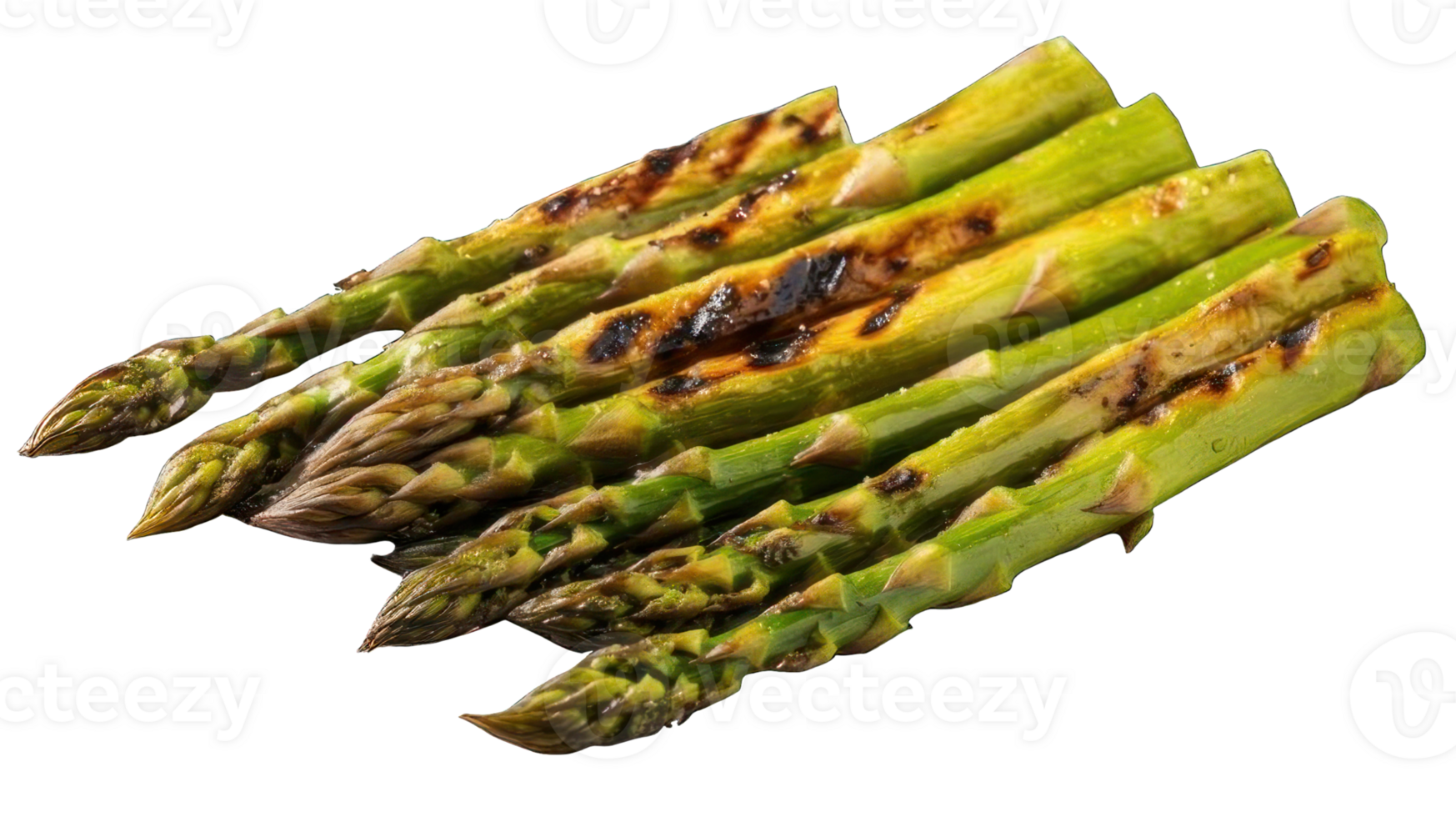 Collection of . Grilled Shoots of Asparagus, isolated on a transparency background. png