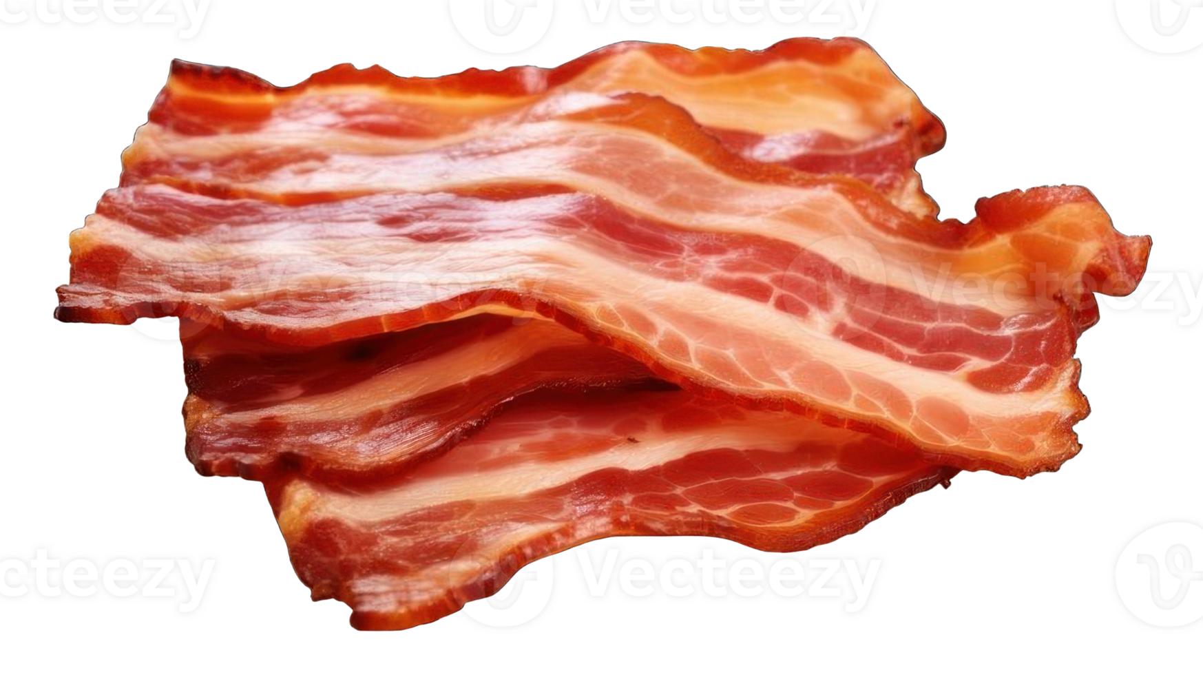 Collection of . Cooked Bacon Rashers, isolated on a transparency background. png