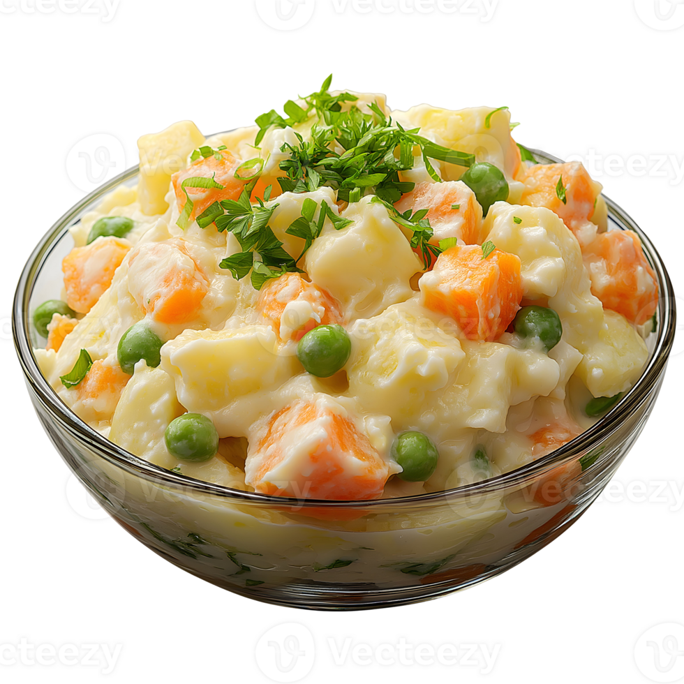 Traditional Potato Salad with Carrots, Peas, and Fresh Parsley png