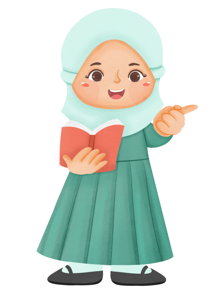 Happy cute Iittle girl read book png