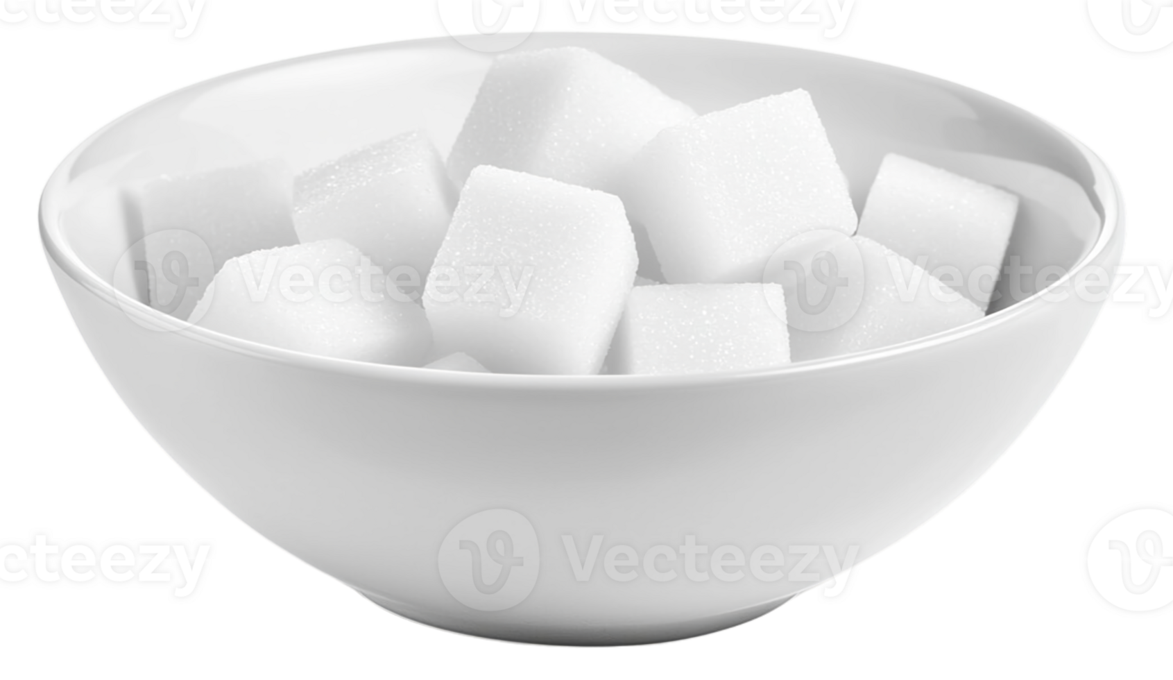 Fresh white sugar cubes in clean bowl, perfect for sweetening drinks png