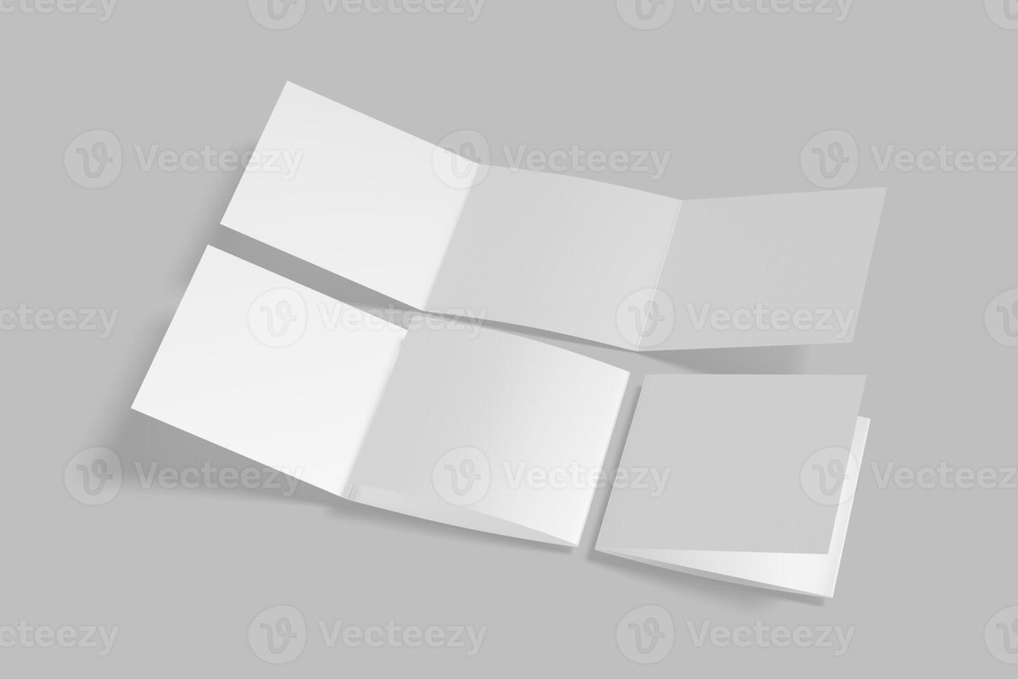 Square Modern Trifold Brochure mockup on gray background photo