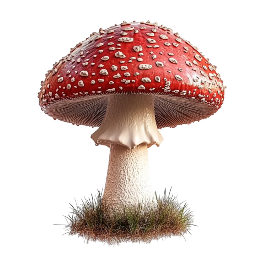 Beautiful Red Mushroom with White Dots on Transparent Background png
