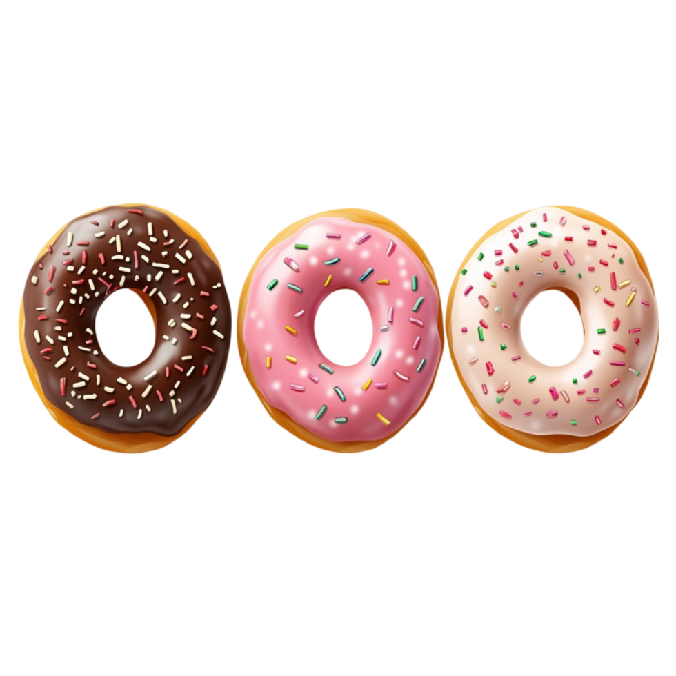 Sweet Assortment of Donuts with Sprinkles on Transparent Background png
