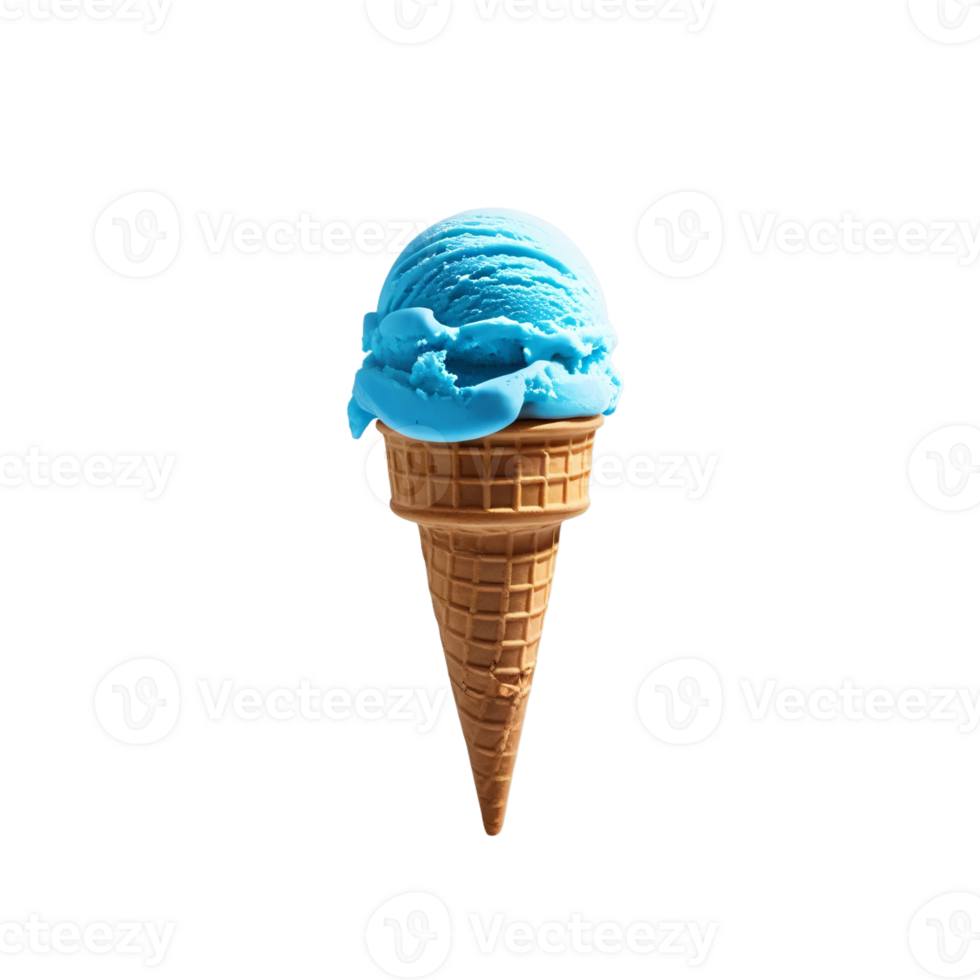 Blue ice cream cone isolated on transparent background png