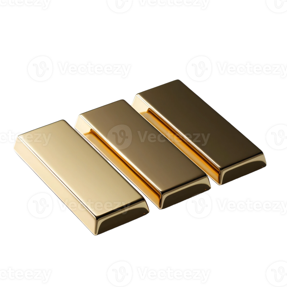 Gold bars isolated on transparent background png