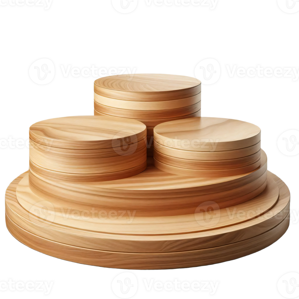 Podium pedestal wood pattern for product display isolated on transparent background png