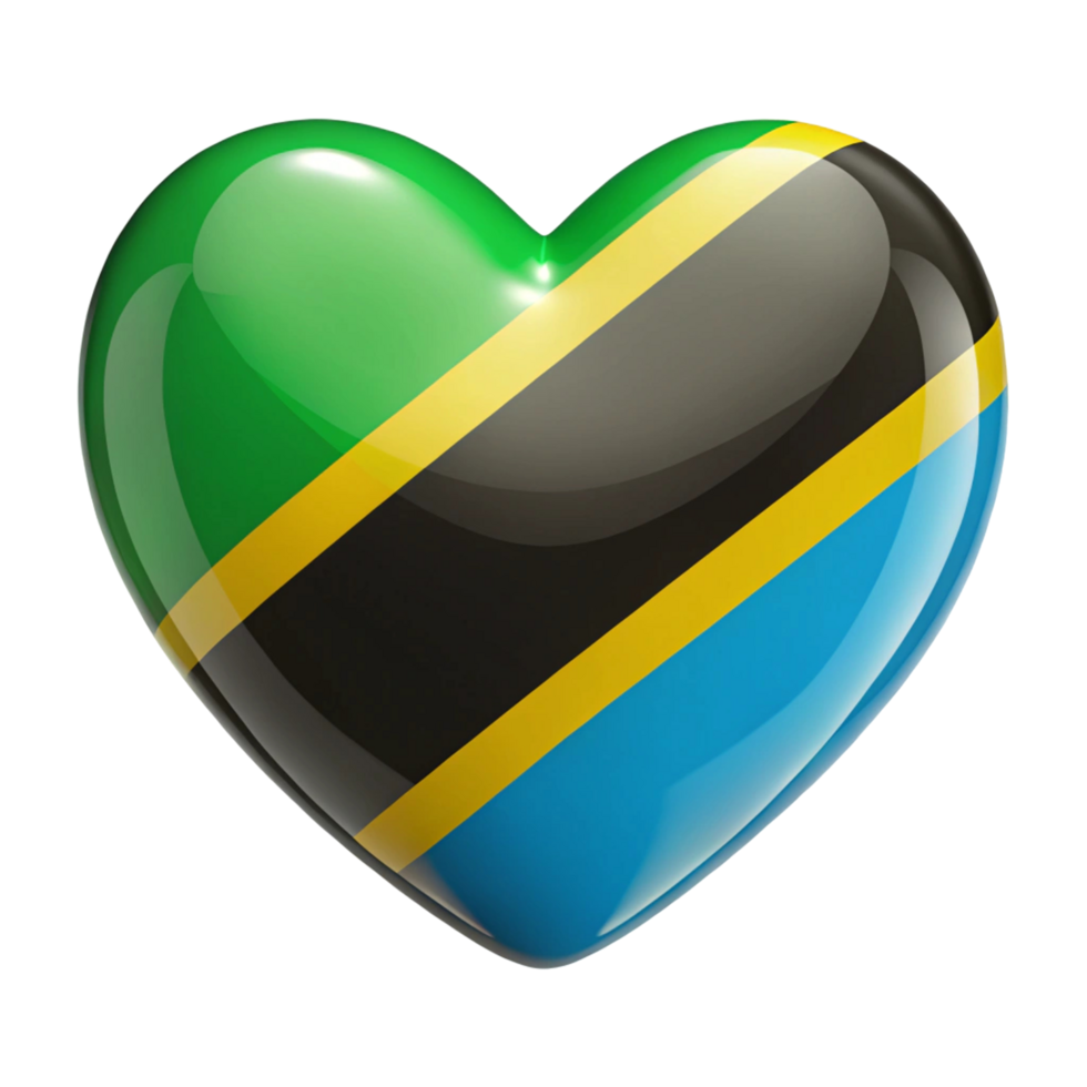 Tanzanian Flag Heart Shape Perfect for Patriotic Displays and Celebrations png