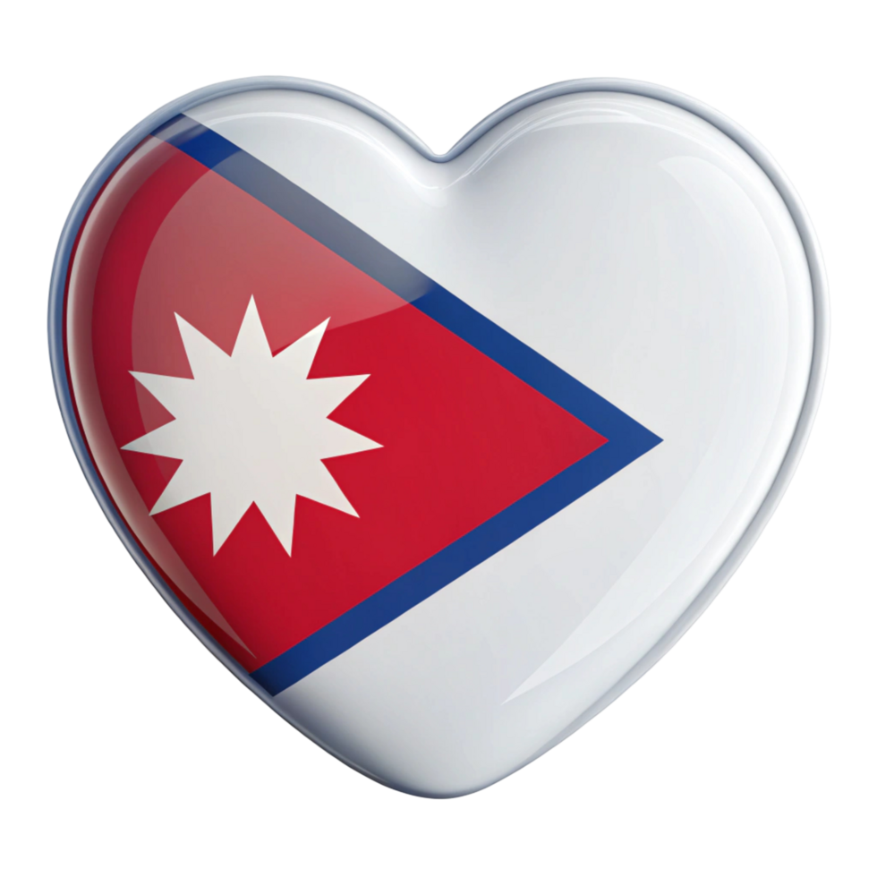 Nepali Flag Heart Shape Perfect for National Day Celebrations and Showcasing Patriotism png