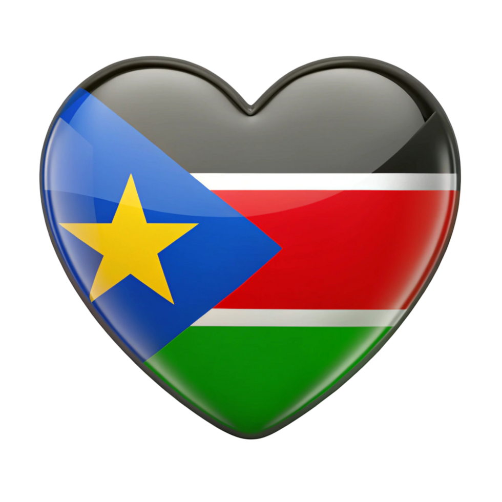 South Sudan Flag Heart Shape Perfect for Patriotic Displays and Expressions of Love for South Sudan png