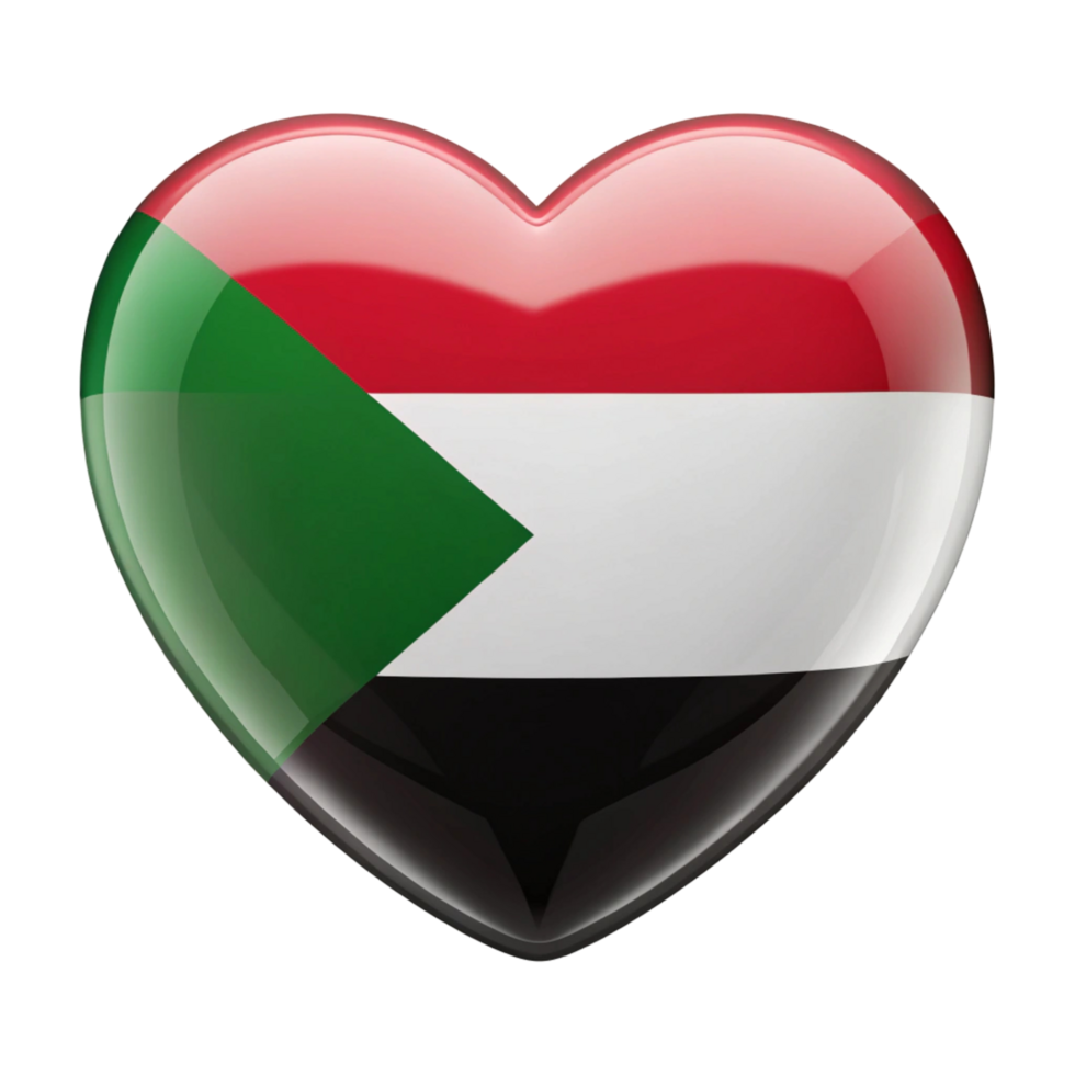A Heart Shaped Sudanese Flag Perfect for Patriotic Displays and Expressions of Love for Sudan png