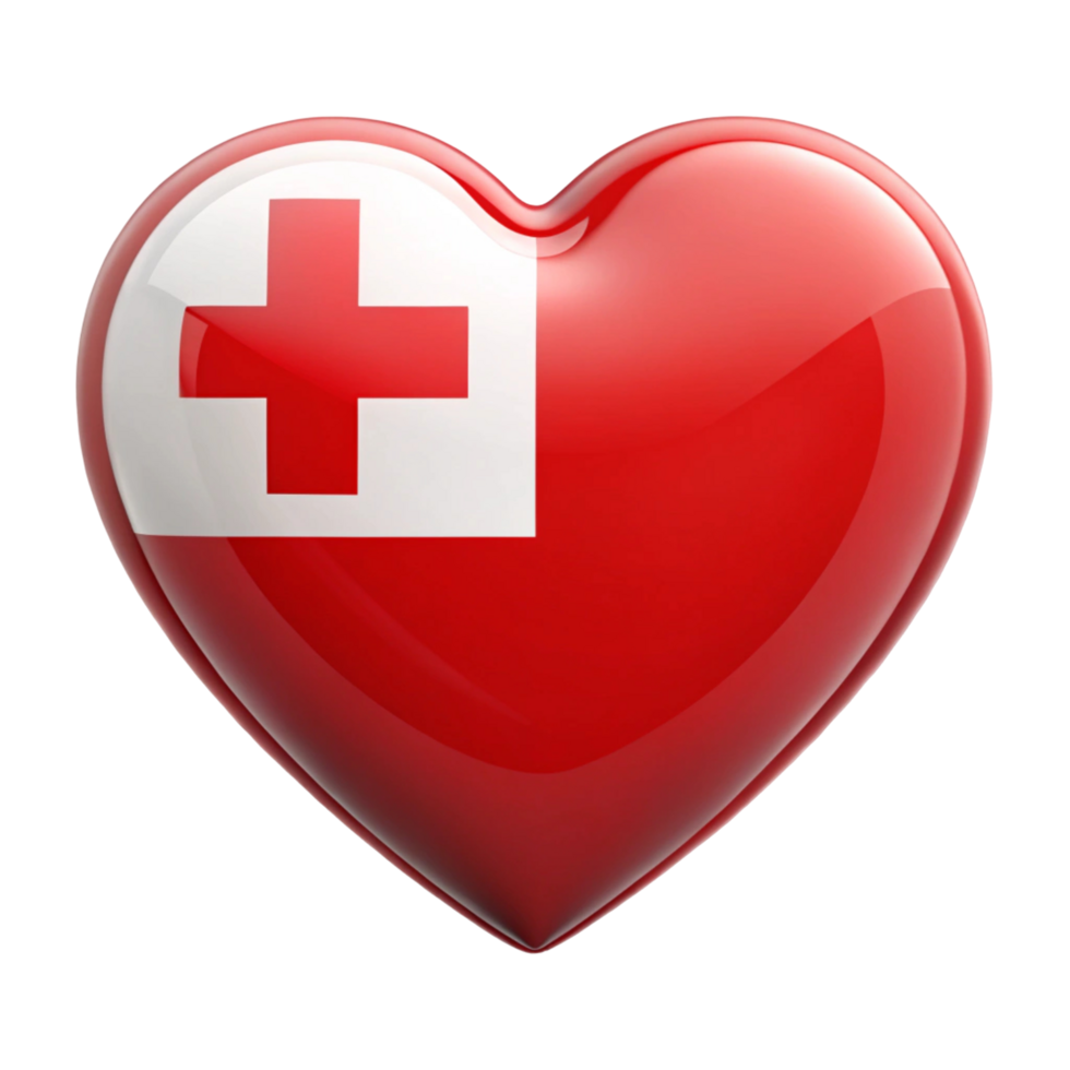 Tonga Flag Heart Shape Perfect for Patriotic Displays and Designs png