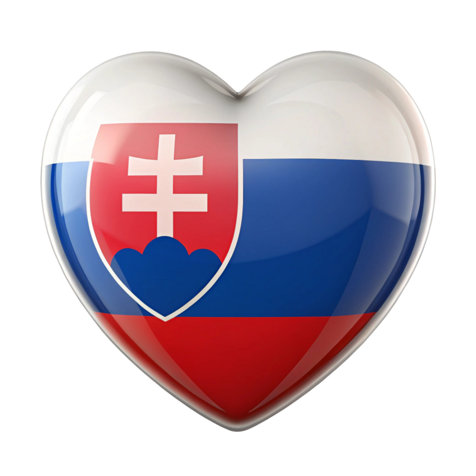 Heart shaped Slovak Flag Perfect for Independence Day Celebrations, Showcasing Slovakian Pride and Patriotism. Ideal for websites, social media posts, or print designs. png