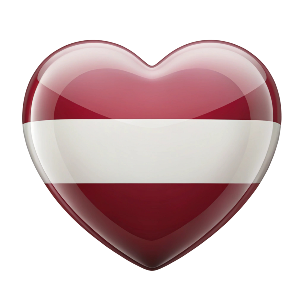 Heart shaped Latvian Flag Perfect for Patriotic Displays and Celebrations png