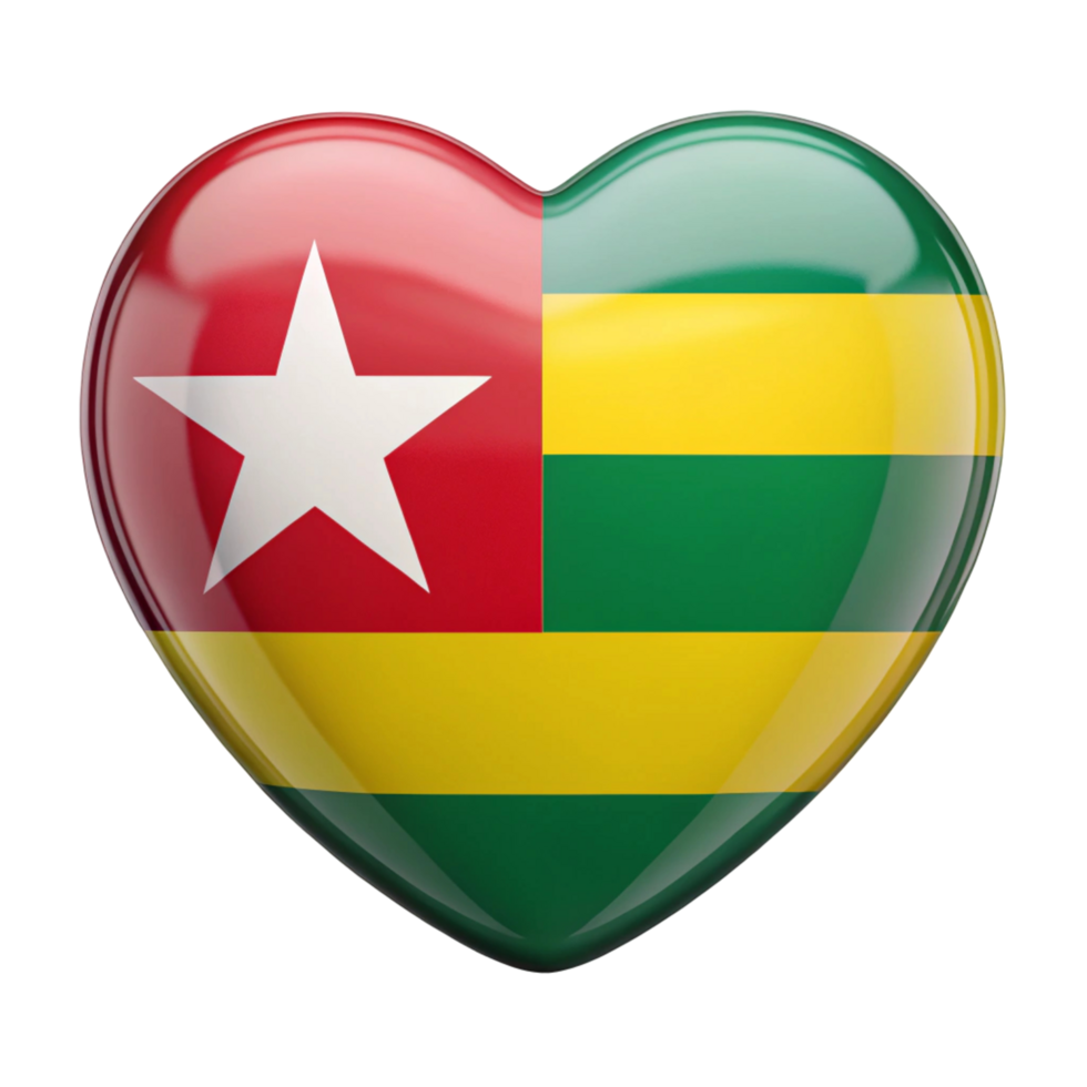 Togo Flag Heart Shape Perfect for Patriotic Designs and Expressions of Love for Togo png