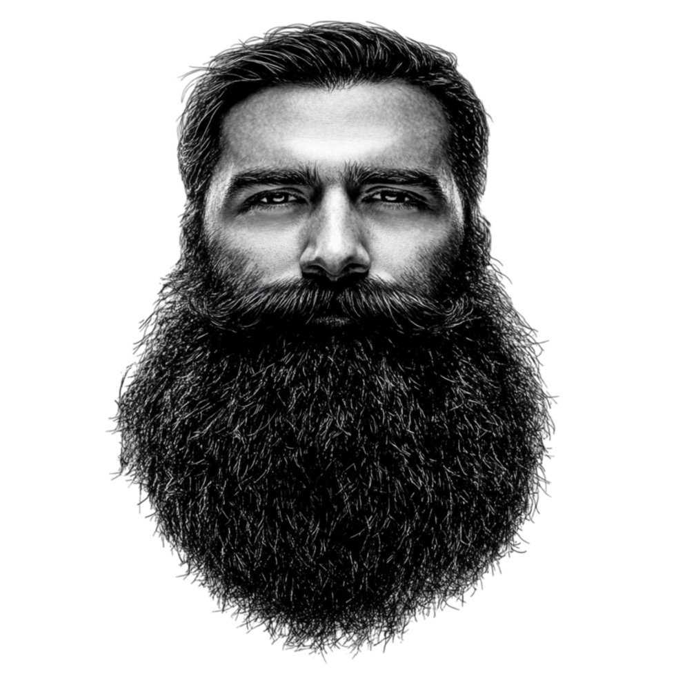 Man with Beard and Mustache on Transparent Background AI-Generativ png