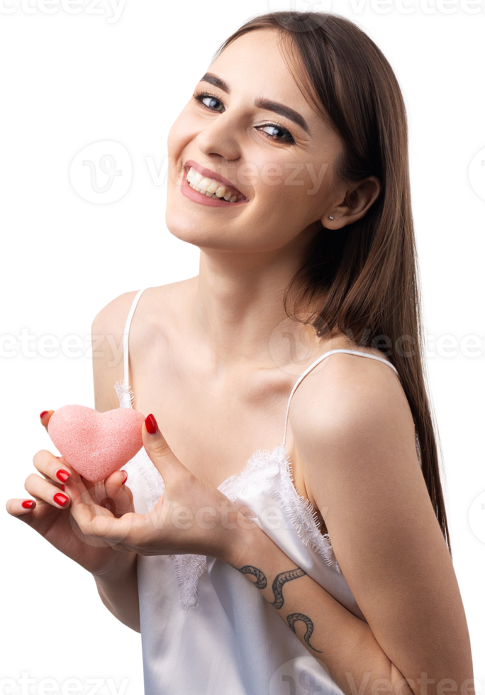 Beautiful smiling woman with clean skin png