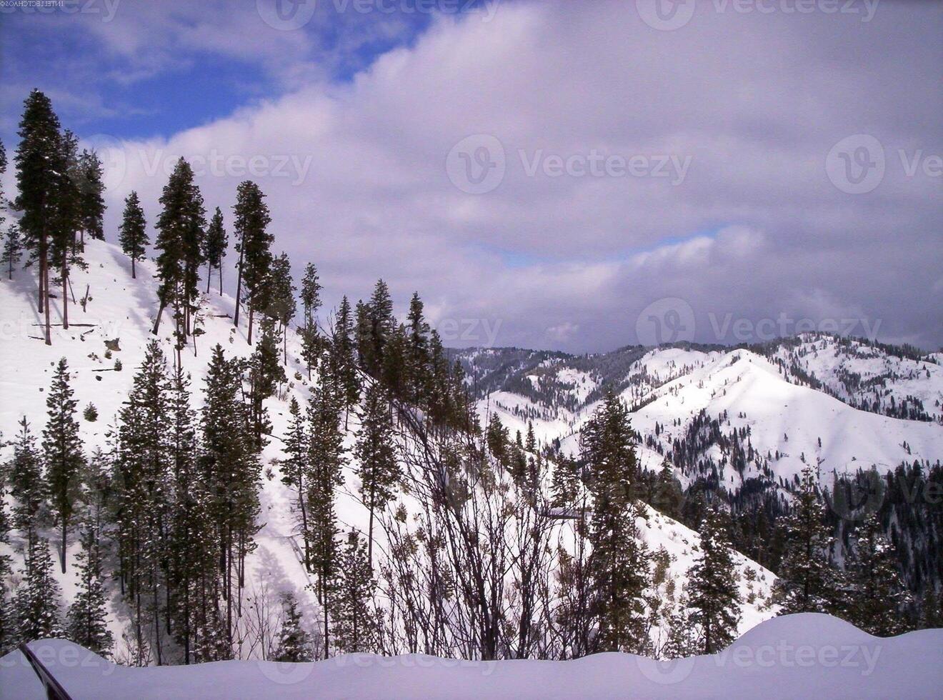 Mountain Landscape with Snow and Clouds in the Sky photo