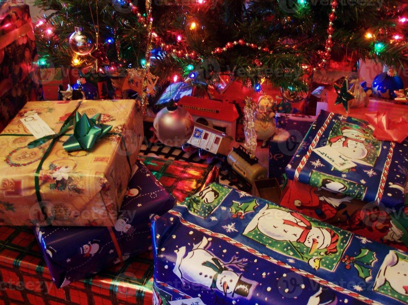 Decorated Christmas Tree with Ornaments and Lights photo
