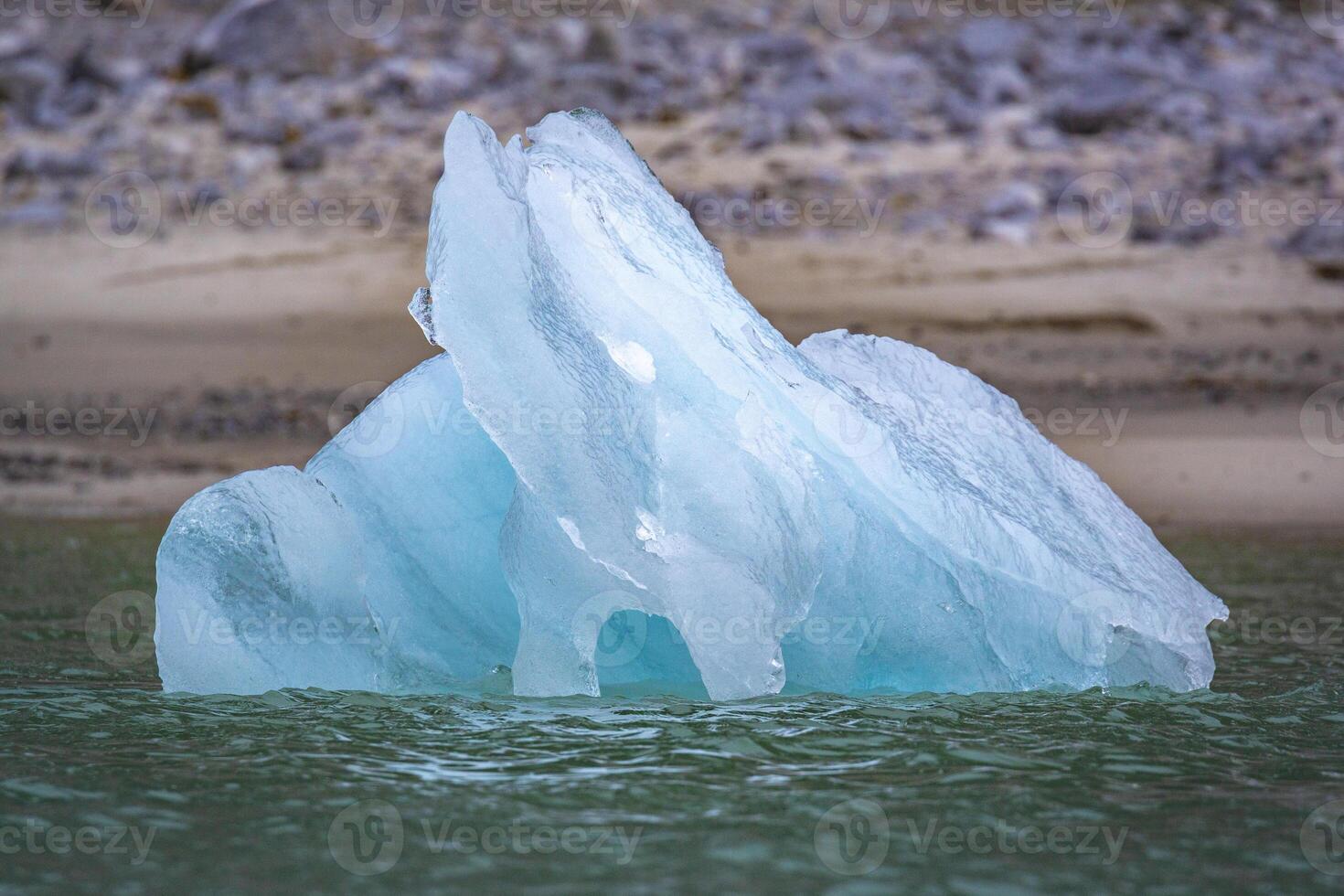 cruising in the Arctic on Svalbard in the Magdalensfjorden along glacier and small icebergs photo