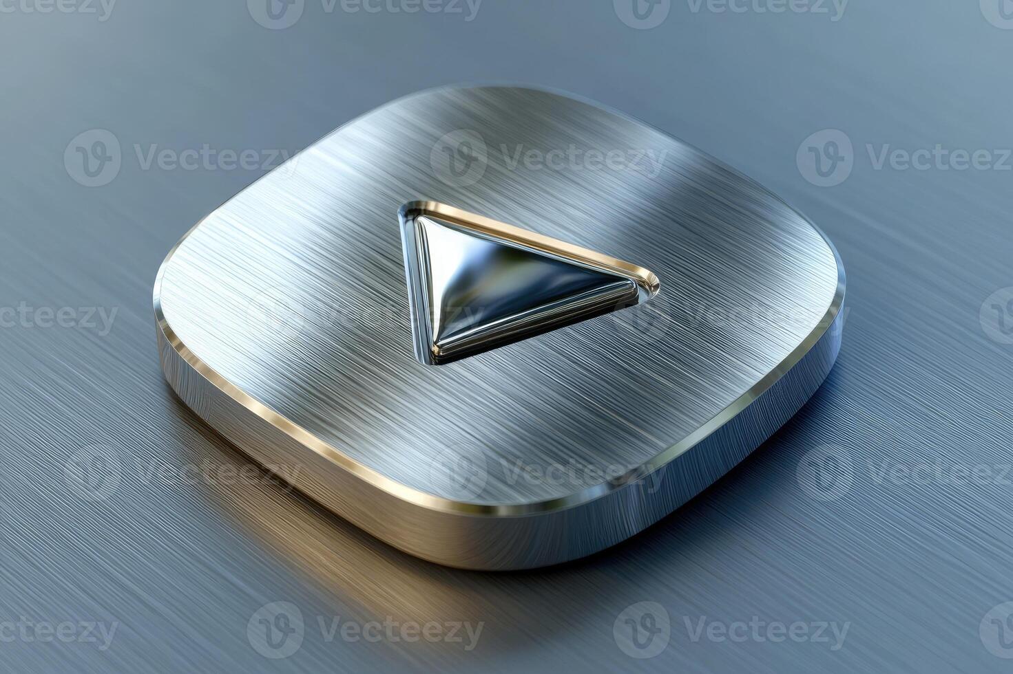Brushed metal play button showing multimedia content playback photo