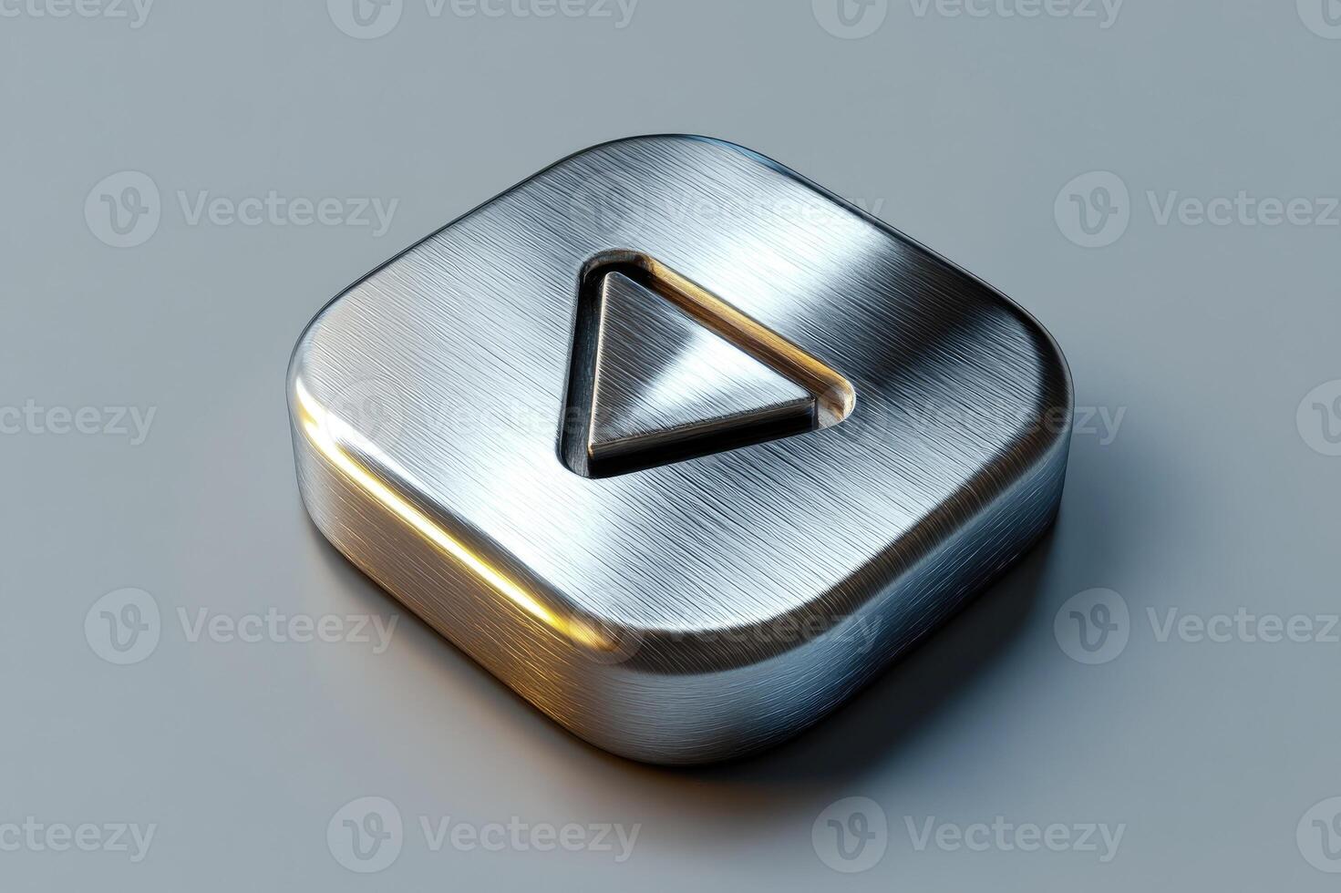 Brushed metal play button showing multimedia content playback photo