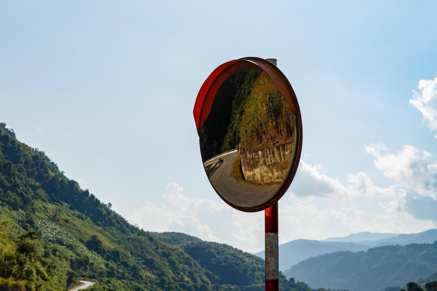 The traffic curve mirror photo