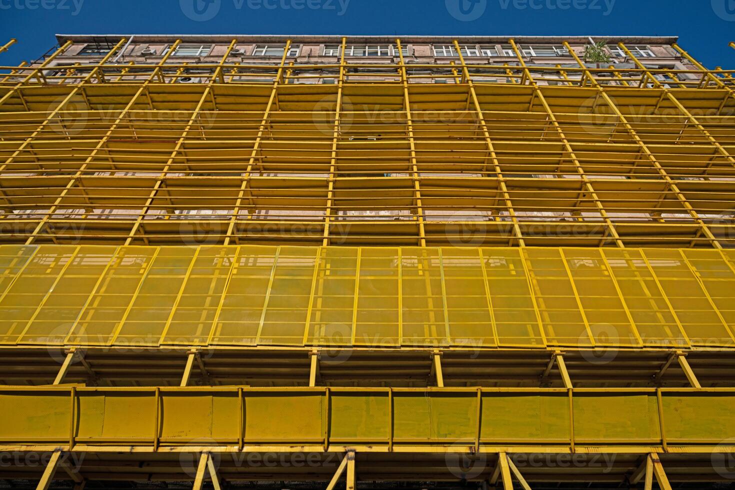 The facade of a renovated building. photo