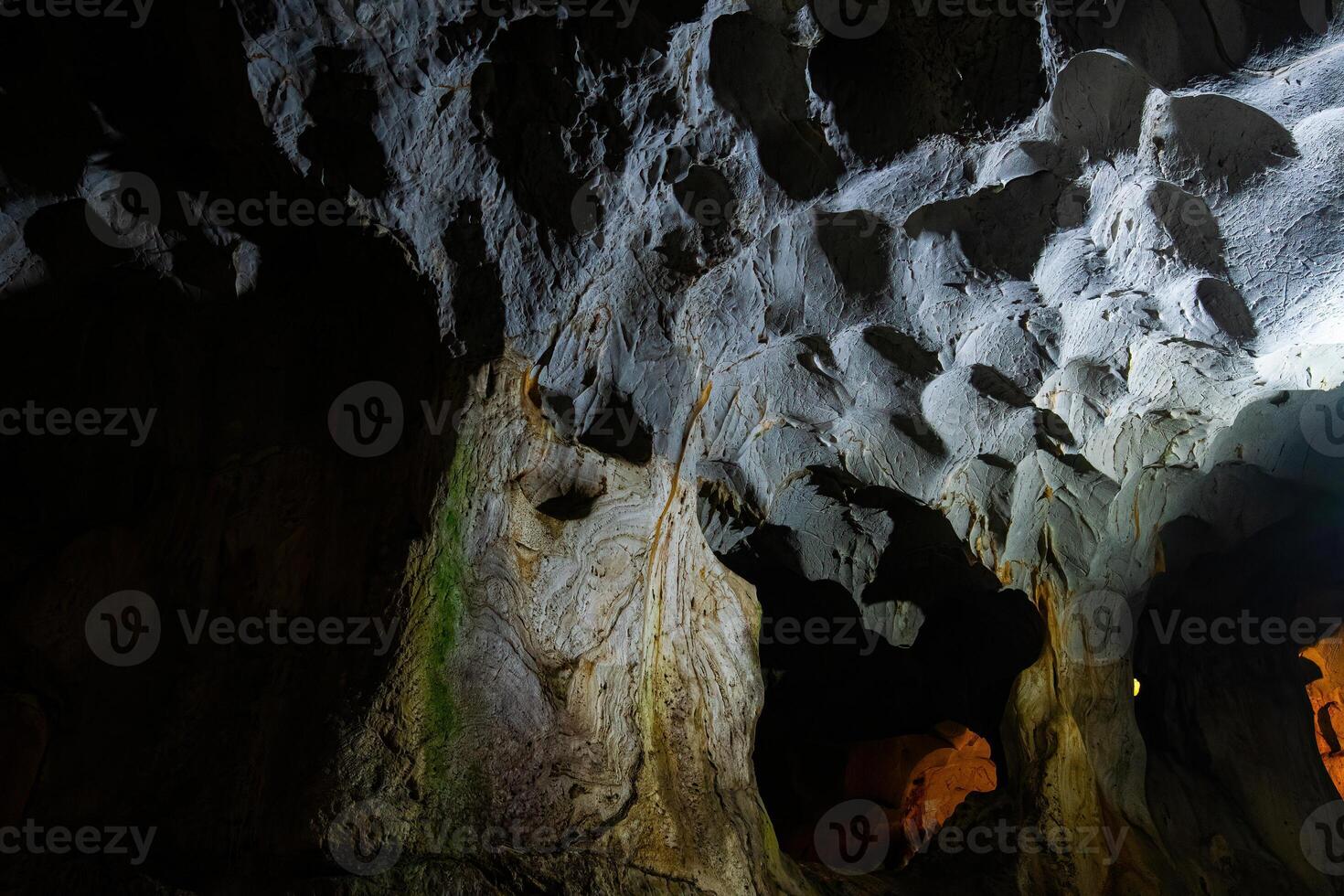 Geological formations in Karain cave. photo
