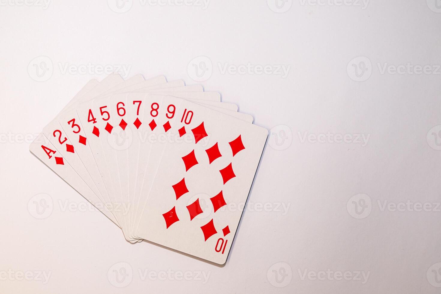 Playing cards on a white background. Numbers on playing cards. photo