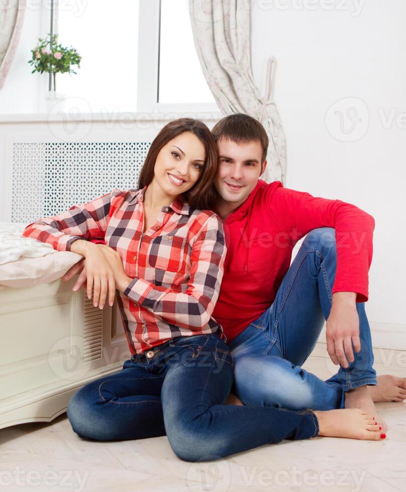 Couple at home relaxing photo