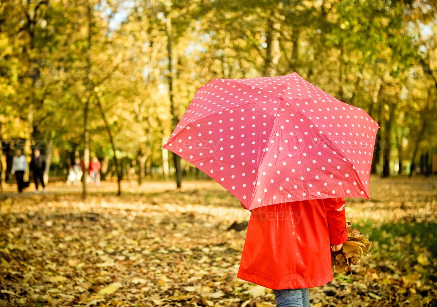 Little girl with polka dots umbrella photo