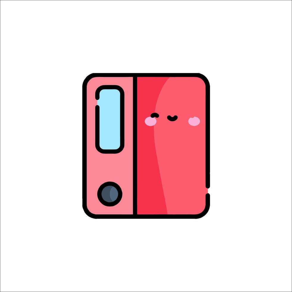 A red refrigerator with a smiley face on it vector