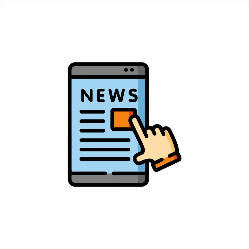 Hand touching the news icon on a smartphone vector