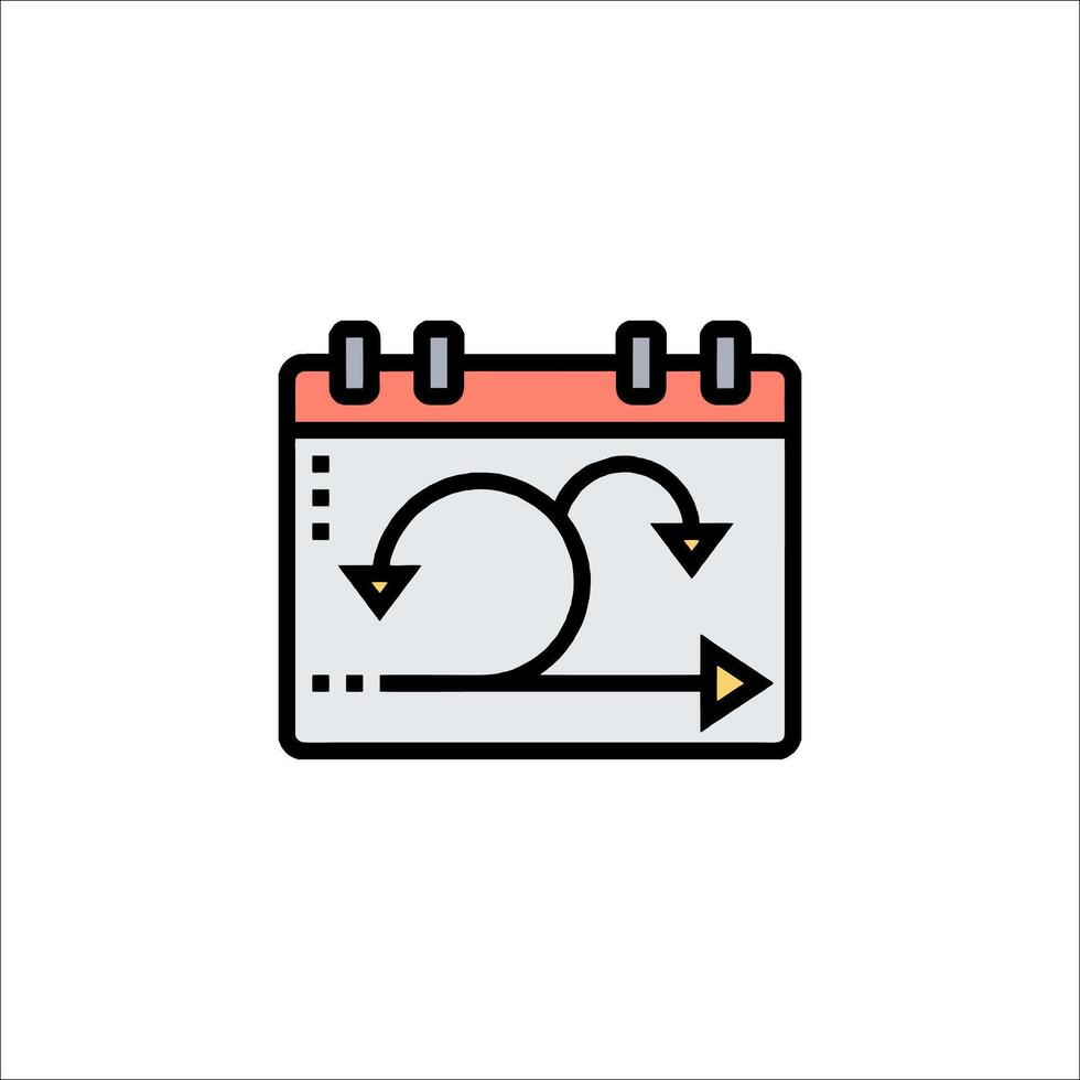 A calendar icon with arrows pointing to the right vector