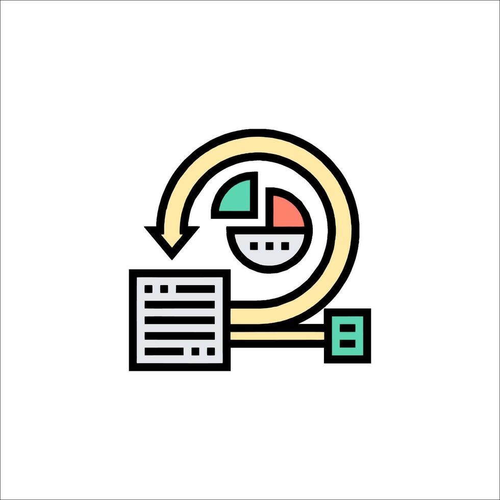 A line icon of a document with a pie chart vector