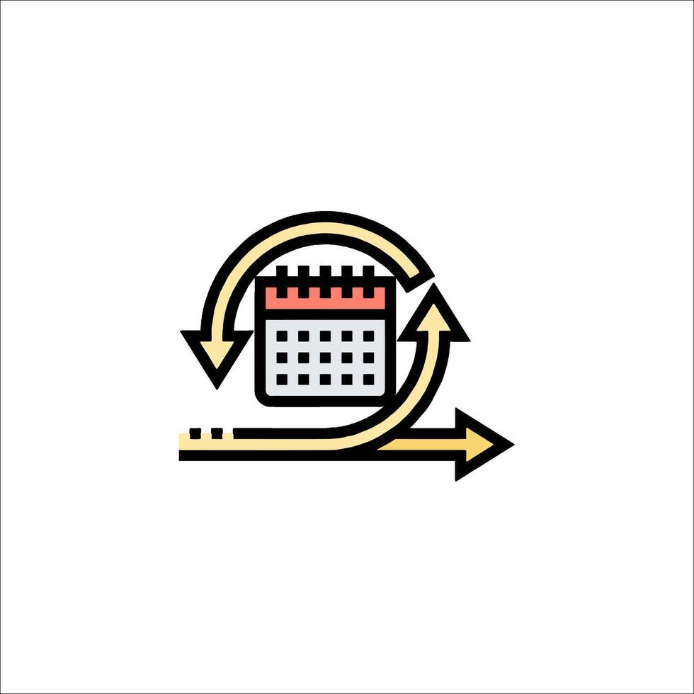 A calendar icon with arrows pointing to it vector