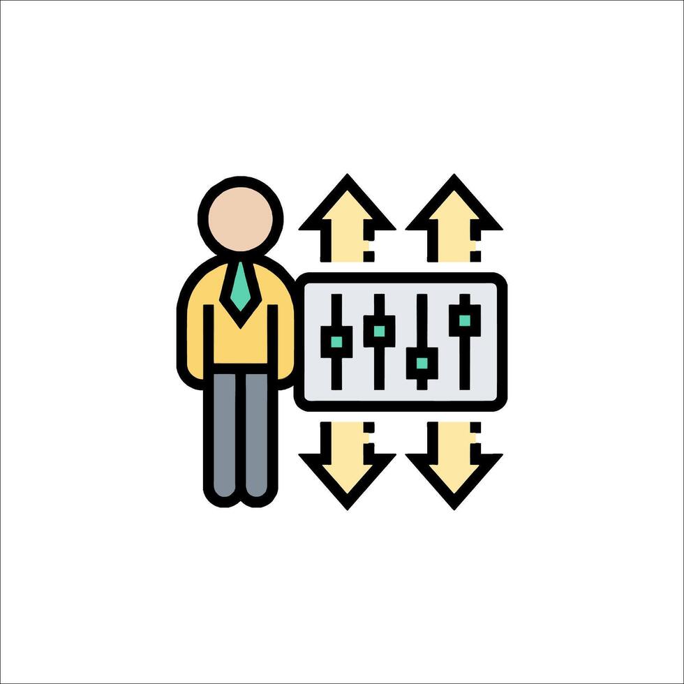 A man with a computer and arrows on a white background vector