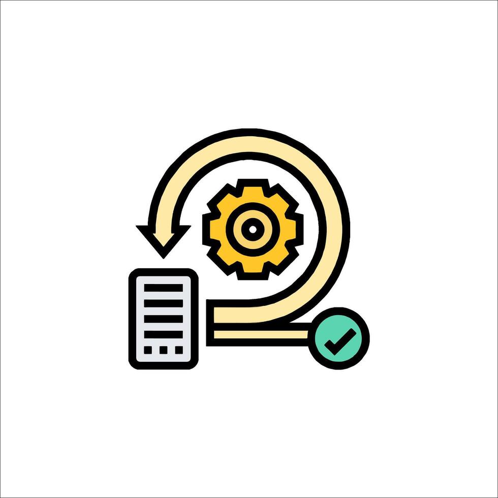 A line icon of a computer with a clock and a phone vector