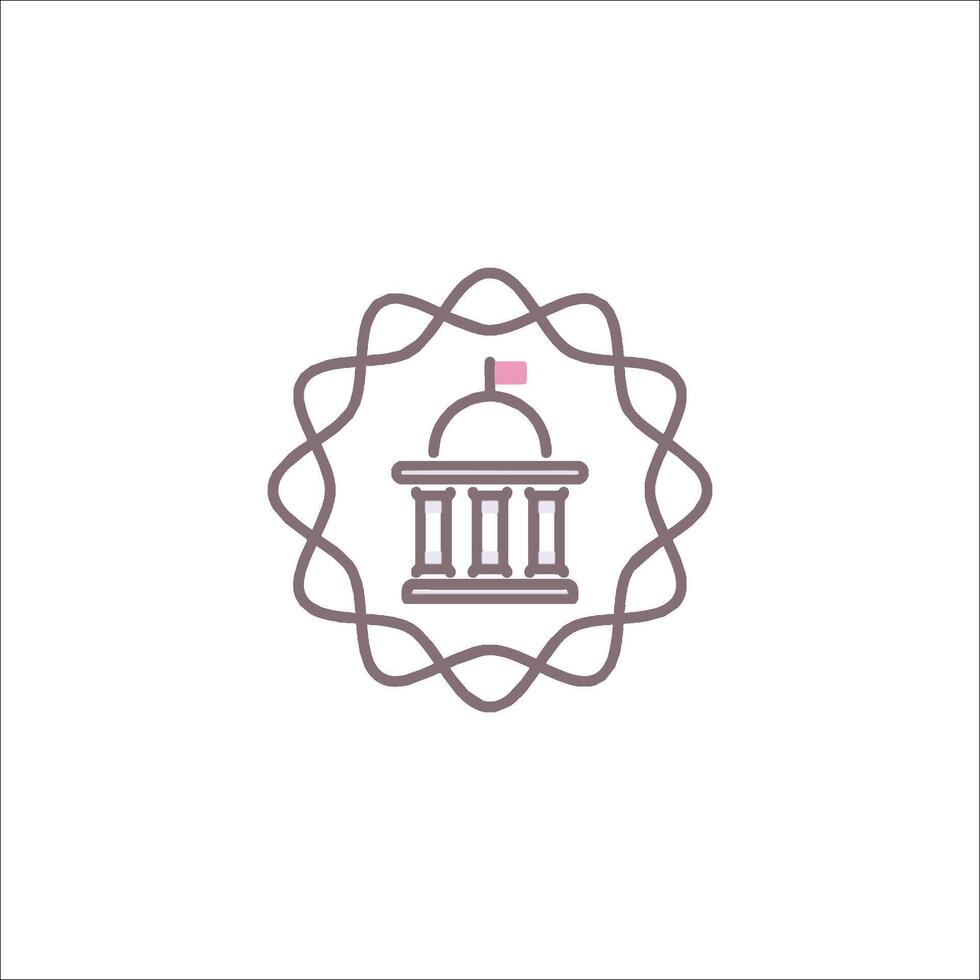 A logo for a building with a clock on top vector