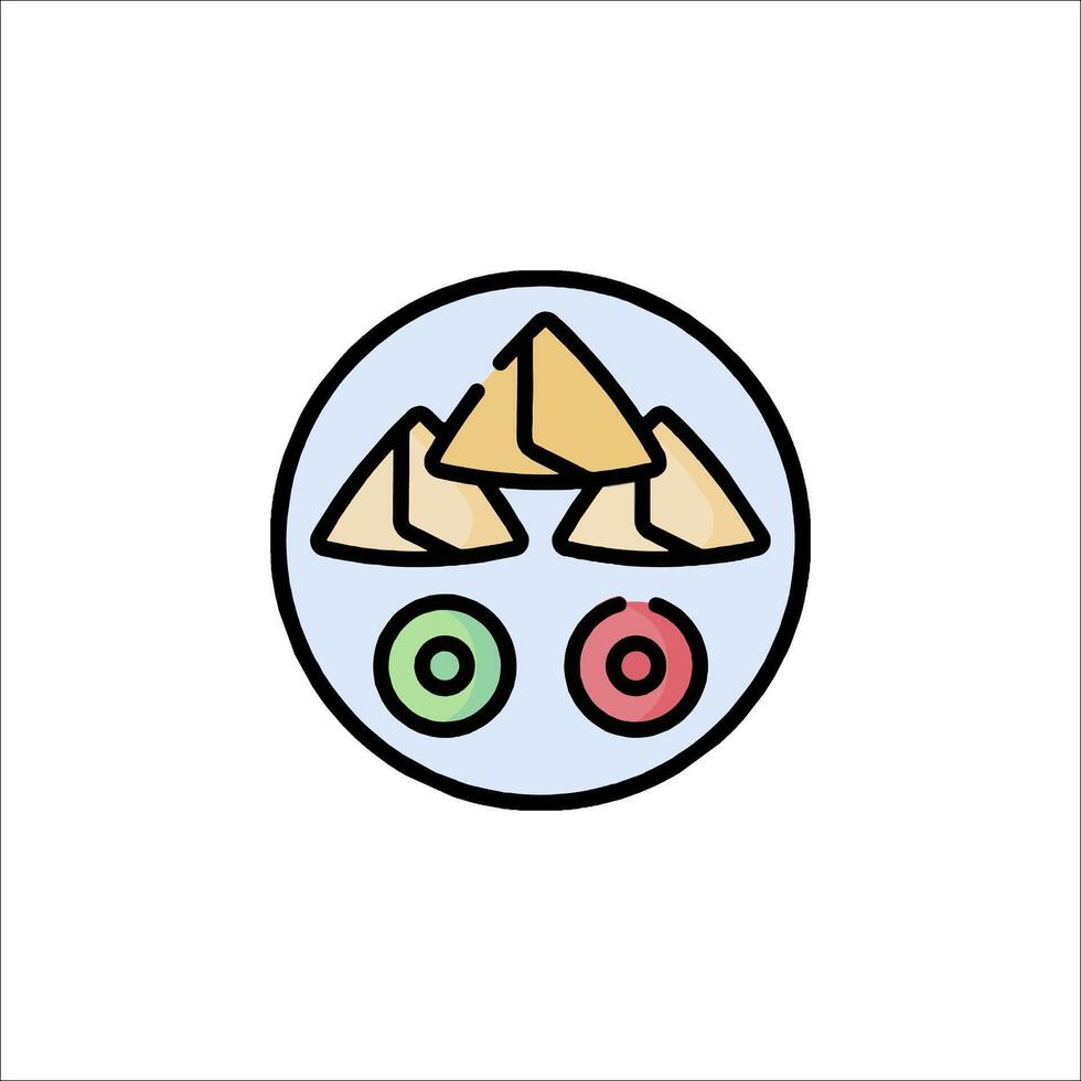 A donut with a mountain in the background vector