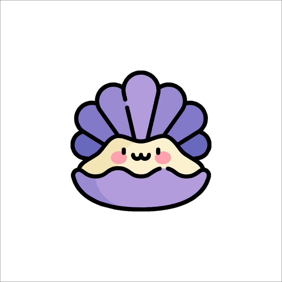 A cartoon shell with a smiley face on it vector